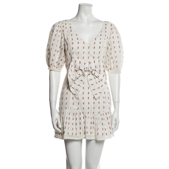LoveShackFancy Floral Bow Mini Dress - Picture 1 of 13